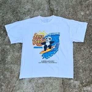 Vintage Y2K San Diego, California “Save The Oceans” Panda Surfing Graphic Tee